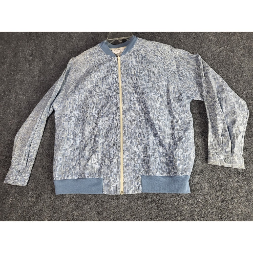 VTG Popovitch Golf Jacket Full Zip Geometric Print‎ Lightweight Coat Women Sz M